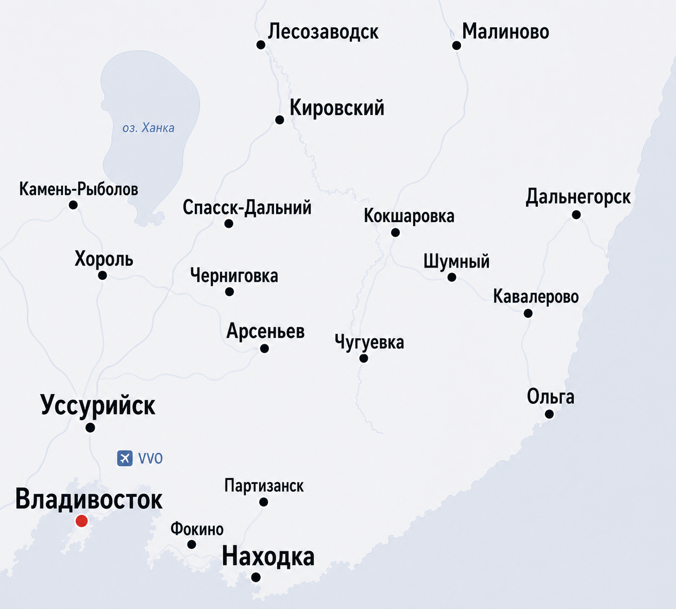 Карта Приморского края — база парка во Владивостоке